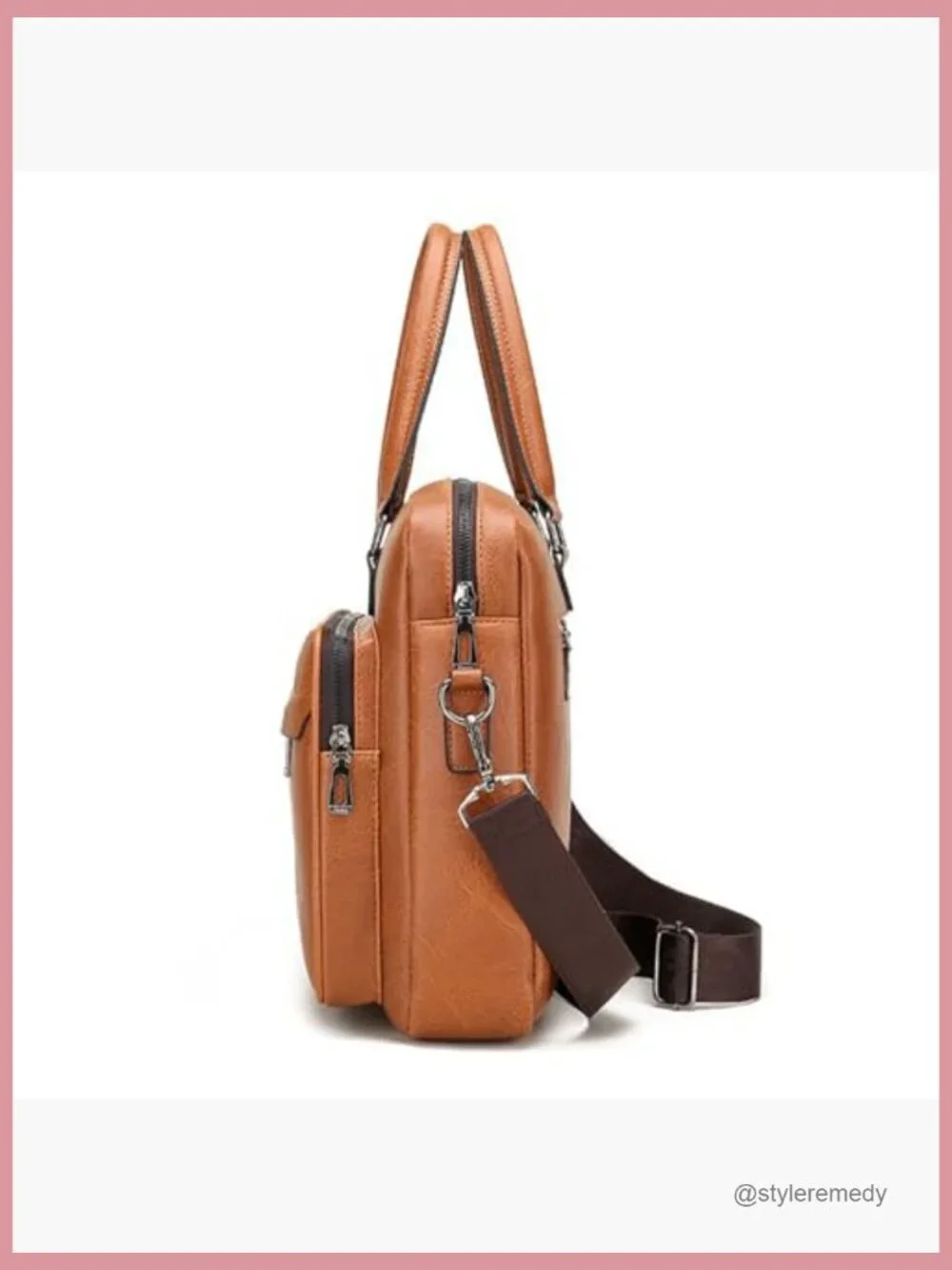 Leather Laptop Bag 15in Water-Resistant Crossbody Briefcase for Work